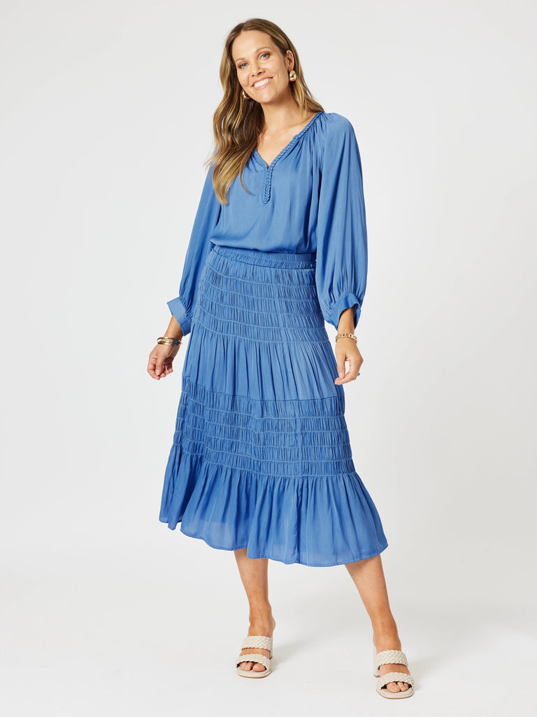 Lux Plait Top - Pacific Blue