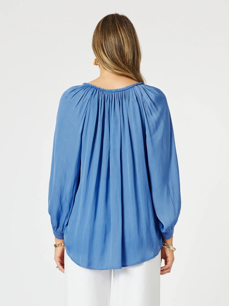 Lux Plait Top - Pacific Blue