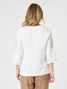 Palm Embroidery Lino Top - White / Natural