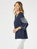 Palm Embroidery Lino Top - Navy/White gordon smith