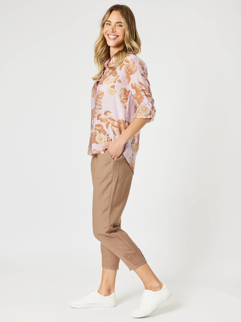 Lino Tapered Pant-Nutmeg