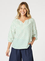 Get Dotty Embroidered Top - Elm White