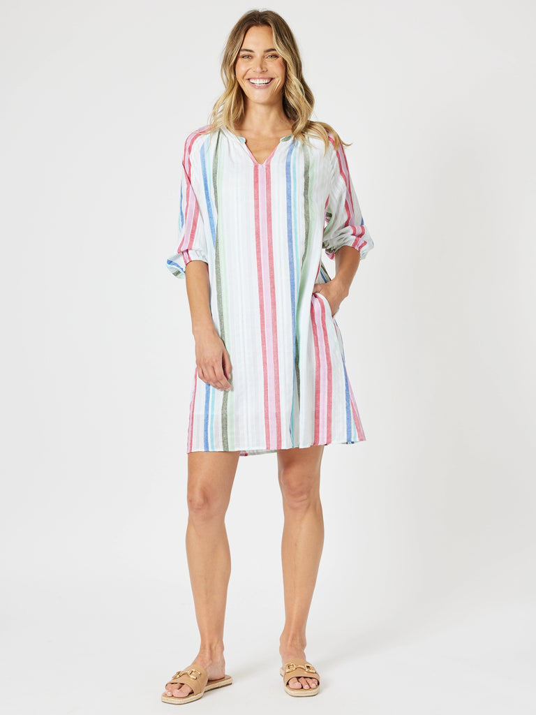 Havana Stripe Shift Dress - Basil Multi