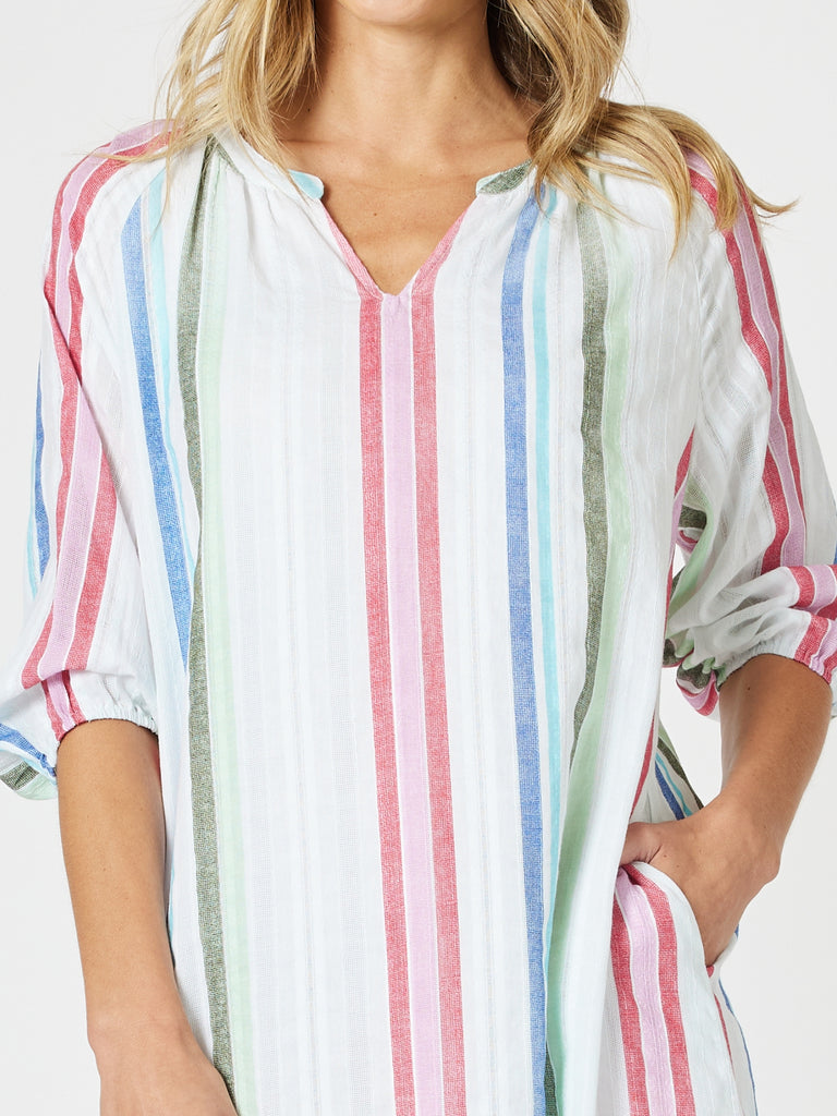 Havana Stripe Shift Dress - Basil Multi