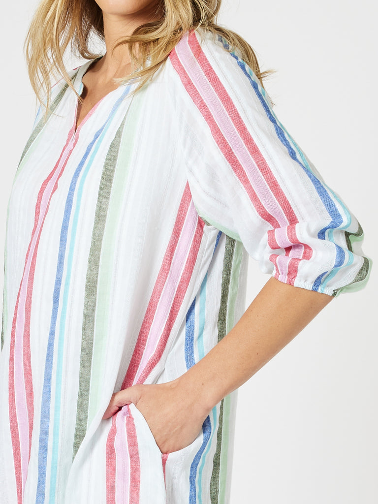 Havana Stripe Shift Dress - Basil Multi