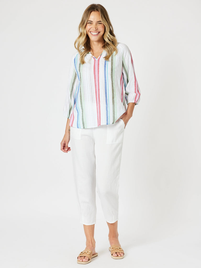 Havana Stripe Top - Basil Multi