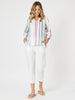 Sarah Linen Pleat Hem Pant - White