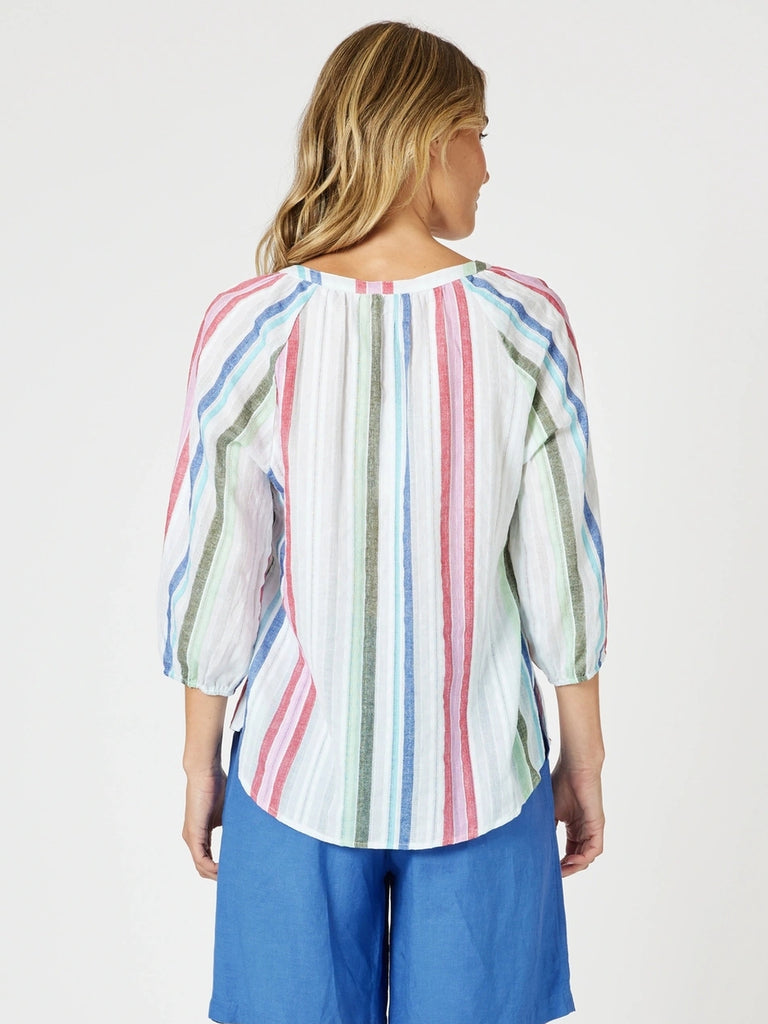 Havana Stripe Top - Basil Multi
