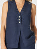 Lino Long Vest - Navy gordon smith