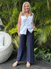 Lino Wide Leg Pant - Navy