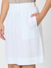 Lino Stitch Hem Detail Skirt - White