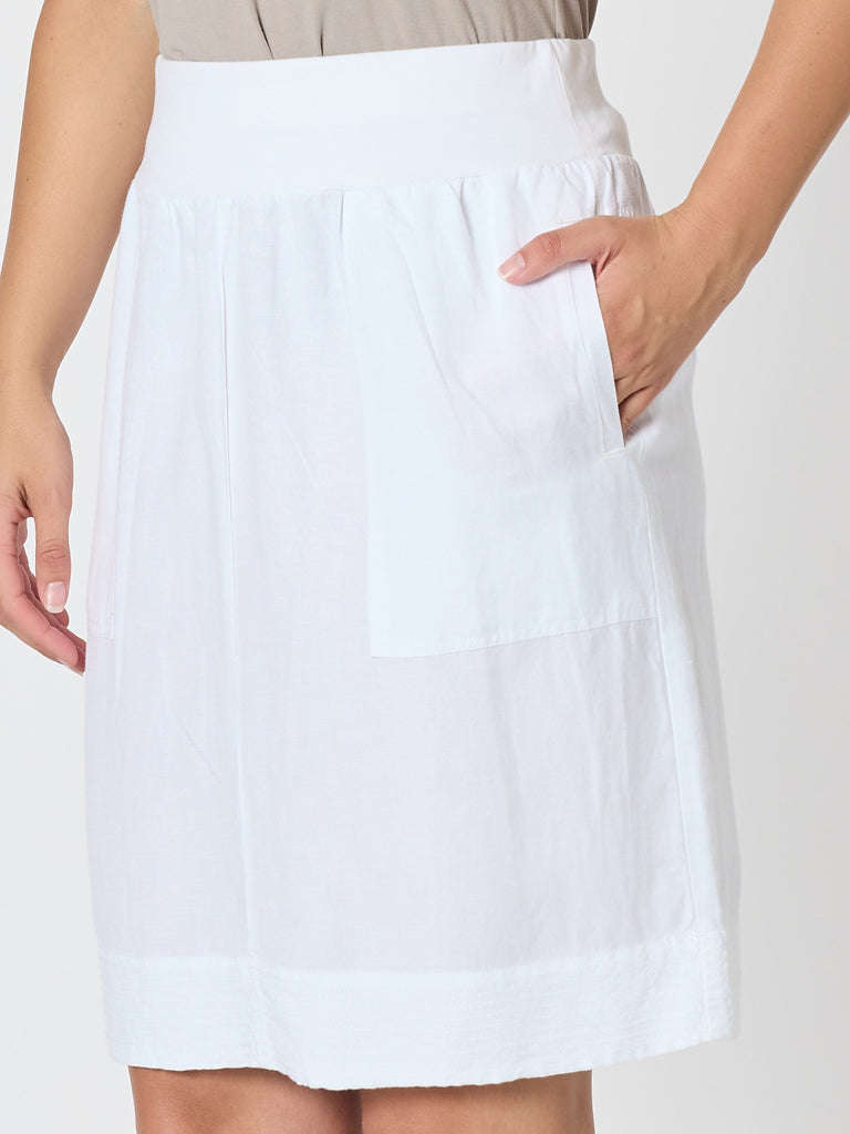 Lino Stitch Hem Detail Skirt - White