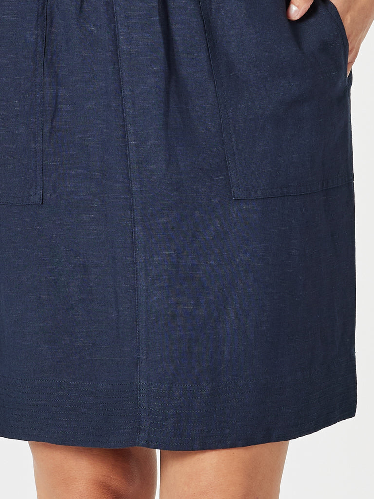 Stitch Hem Skirt-Navy