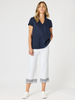Scallop Hem Pant-White/Navy