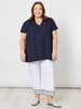 Beau Lino V Neck Top - Navy