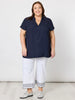 Scallop Hem Pant-White/Navy