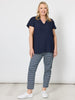 Alexis Gingham Print Pant - Navy