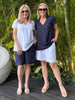 Beau Lino V Neck Top - Navy