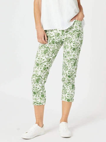 Alexandria Floral Pant - Basil White