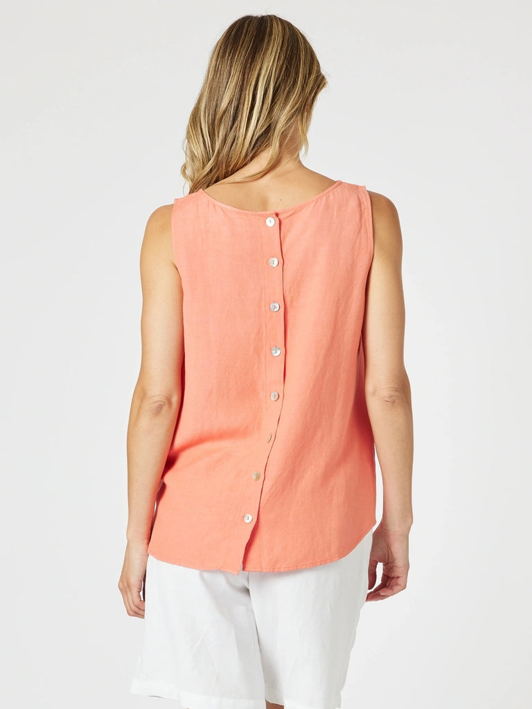 The Lino Button Back Cami - Papaya gordon smith
