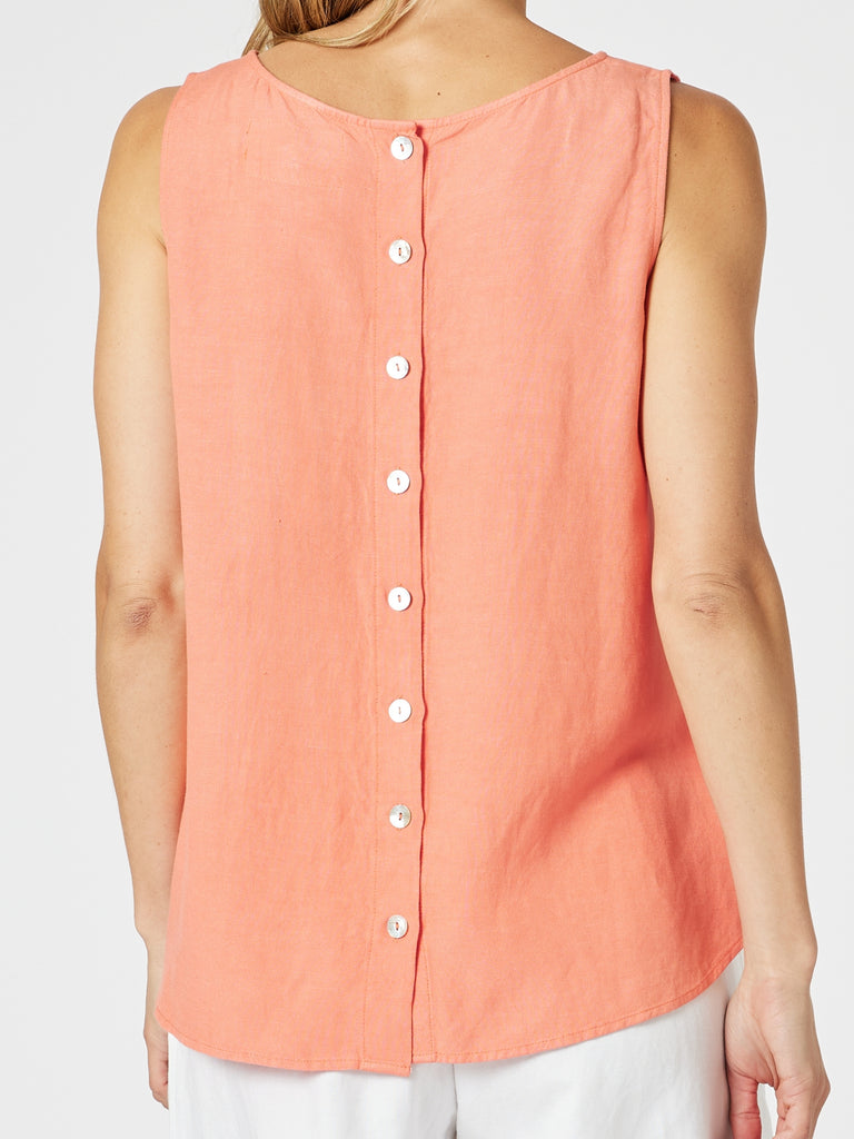 The Lino Button Back Cami - Papaya gordon smith