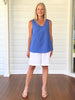 The Lino Button Back Cami - Sardinia Blue