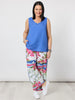 Lino Button Back Cami - Sardinia Blue