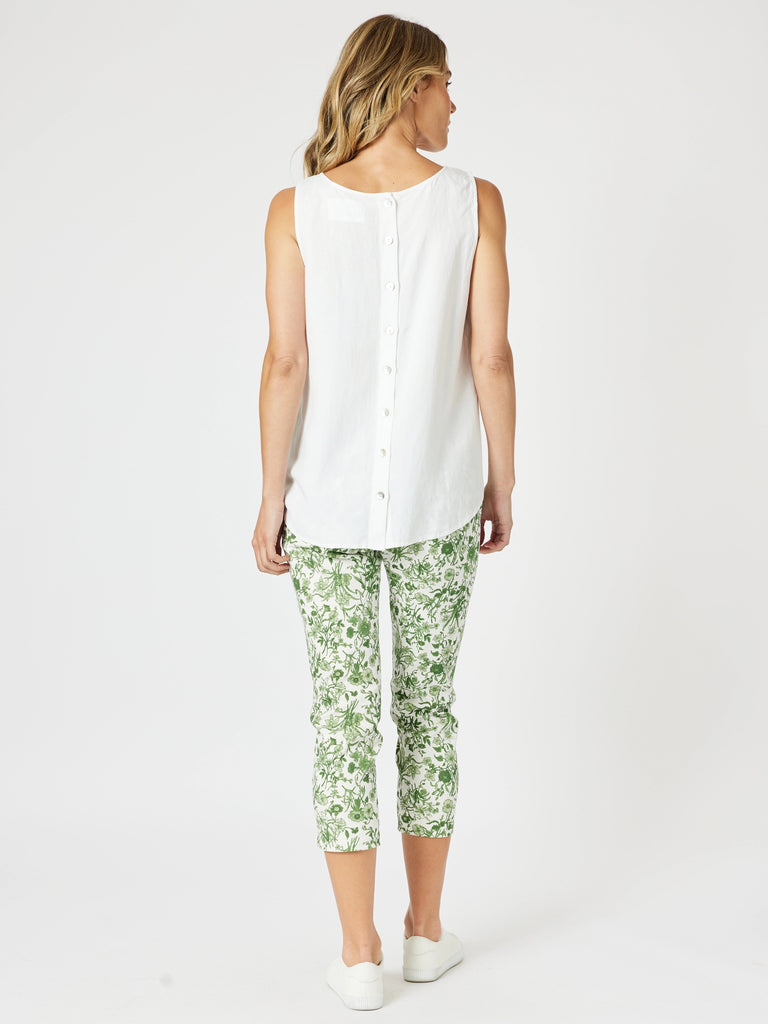 Alexandria Floral Pant - Basil White