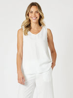 Lino Button Back Cami - White
