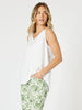 Lino Button Back Cami - White