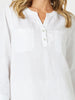 Ava Linen Button Top - White