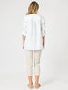 Ava Linen Button Top - White