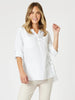Ava Linen Button Top - White