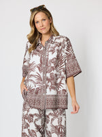 Palm Cove Print Shirt - Espresso White