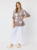 Palm Cove Print Shirt - Espresso White