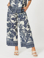 Palm Cove Print Wide Leg Pant - Navy Multi