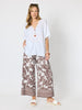 Palm Cove Print Wide Leg Pant - Espresso White