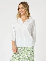 Coastal Embroidery Blouse - White