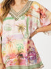 Passport V Neck top-Sunset Multi