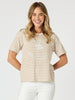 Cote D Azur Stripe Print Tee - Natural/White gordon smith