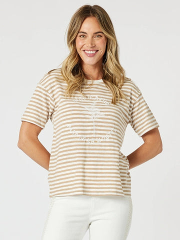 Cote D Azur Stripe Print Tee - Natural/White gordon smith