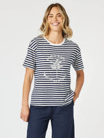 Cote D Azur Stripe Tee - Navy/White