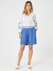 Mykonos Embroidered Blouse - White / Blue
