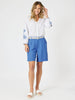 Mykonos Embroidered Blouse - White / Blue