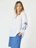 Mykonos Embroidered Blouse - White / Blue