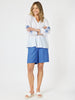 Mykonos Embroidered Blouse - White / Blue