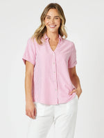 Piper Short Sleeve Shirt - Pink / White Stripe