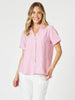 Piper Short Sleeve Stripe Shirt - Pink / White