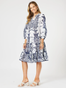 Resort Beaded Dress-White/Navy