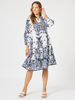 Resort Beaded Dress-White/Navy